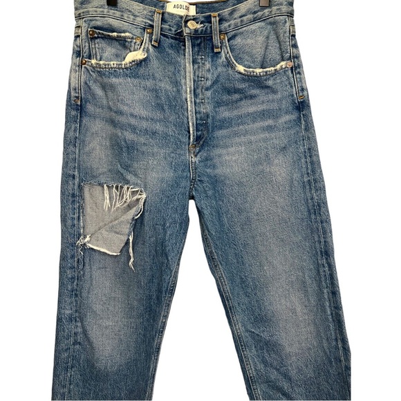 Agolde | Raw Hem Cropped Straight Leg Distressed Jeans Sz 26 - Picture 2 of 8